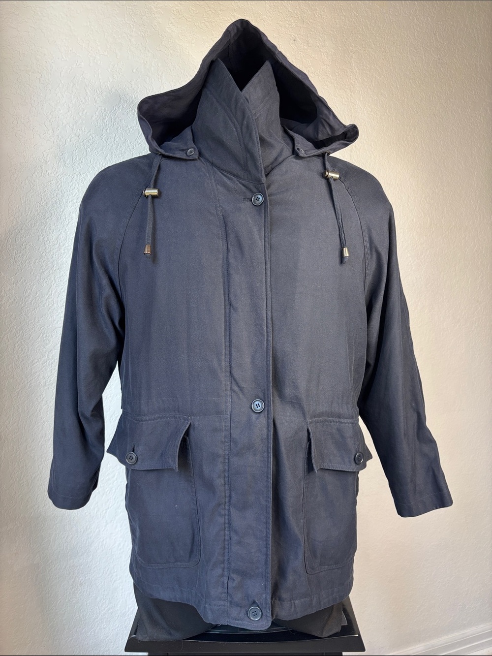 London Fog Navy Hooded Utility Jacket